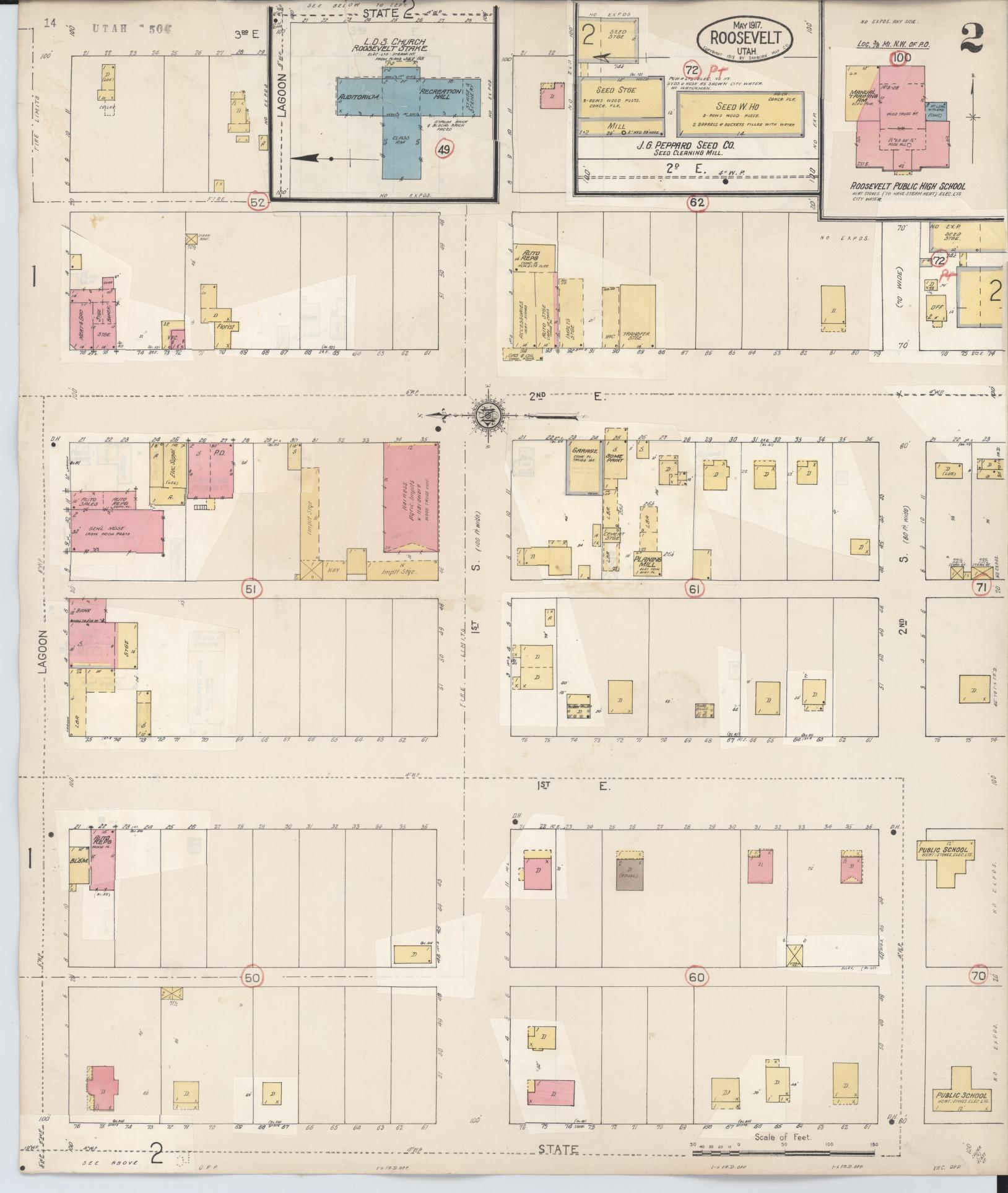 Sanborn Fire Insurance Map from Roosevelt, Duchesne County, Utah (1931), Sheet #0002 - Complete Map Set gallery image, historic Sanborn map, vintage wall art, Utah Utah