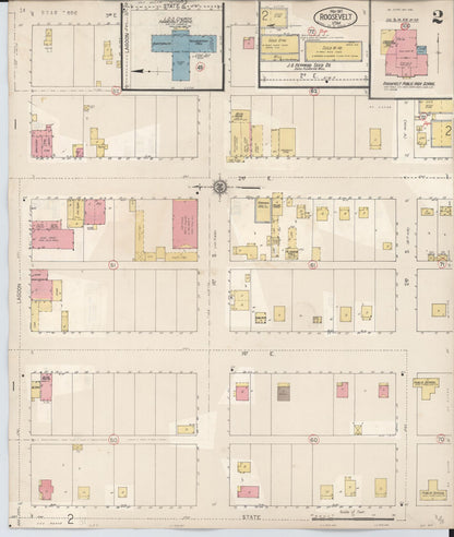 Sanborn Fire Insurance Map from Roosevelt, Duchesne County, Utah (1931), Sheet #0002 - Complete Map Set gallery image, historic Sanborn map, vintage wall art, Utah Utah