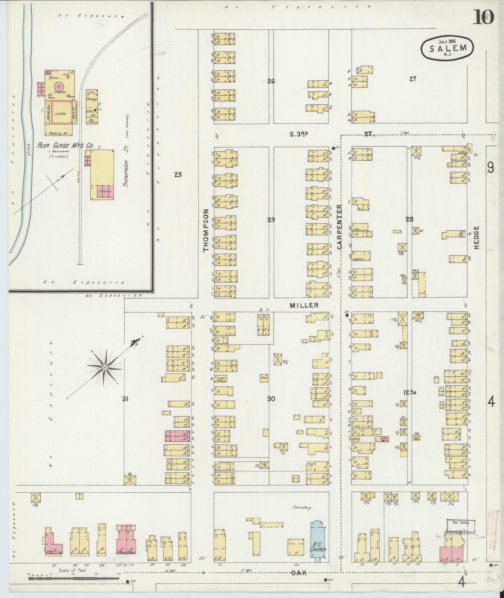 Sanborn Fire Insurance Map from Salem, Salem County, New Jersey (1896), Sheet #0010 - Complete Map Set gallery image, historic Sanborn map, vintage wall art, New Jersey New Jersey