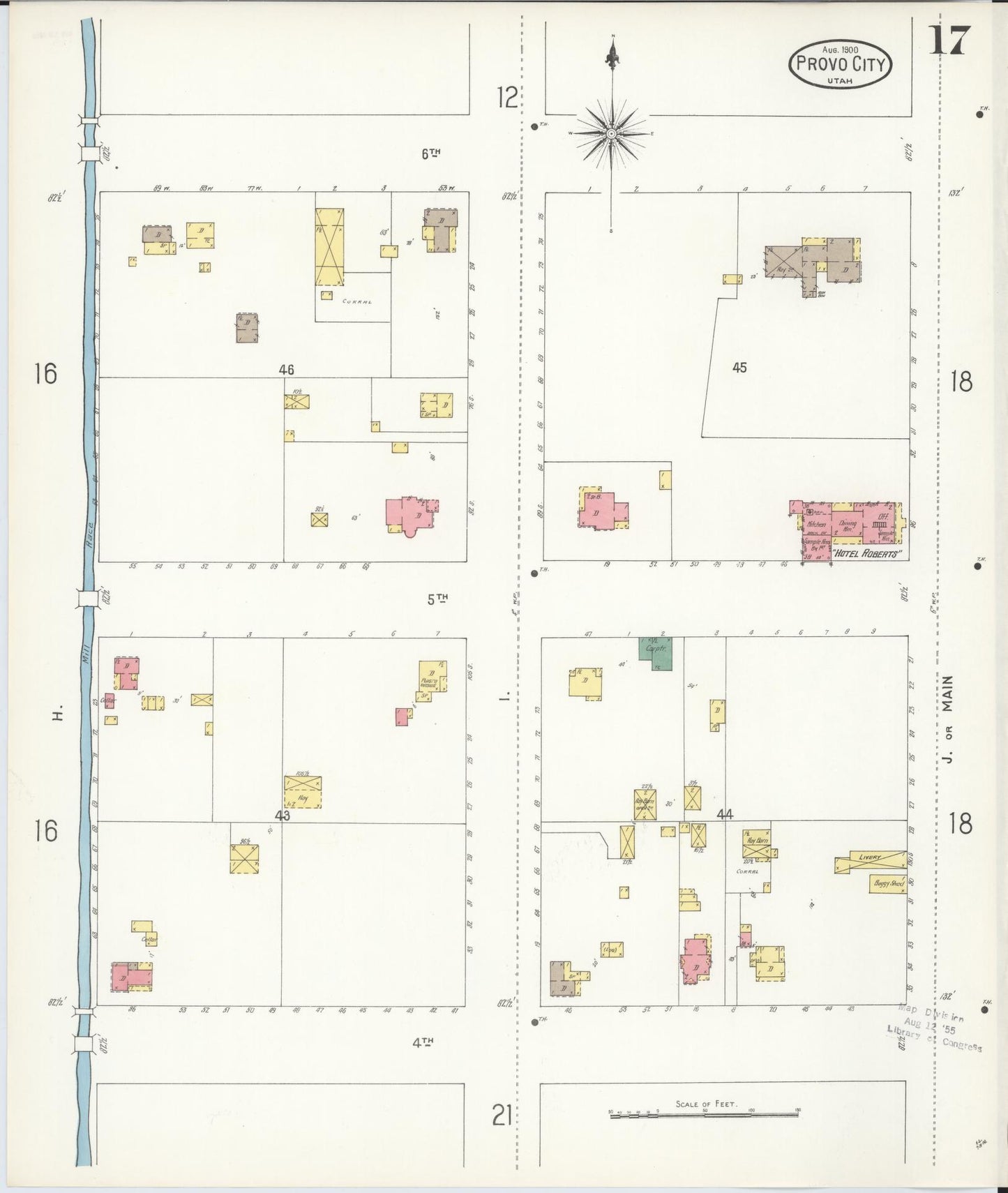 Sanborn Fire Insurance Map from Provo, Utah County, Utah (1900), Sheet #0017 - Complete Map Set gallery image, historic Sanborn map, vintage wall art, Provo Utah