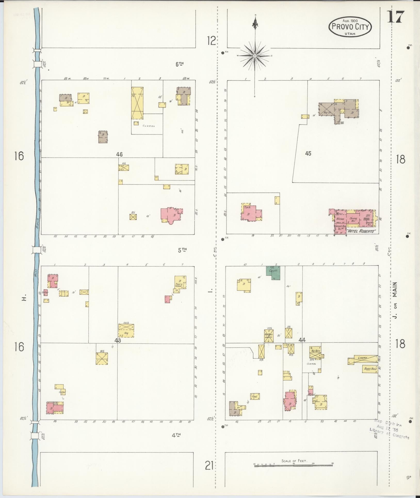 Sanborn Fire Insurance Map from Provo, Utah County, Utah (1900), Sheet #0017 - Complete Map Set gallery image, historic Sanborn map, vintage wall art, Provo Utah