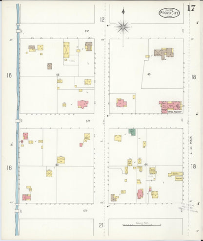 Sanborn Fire Insurance Map from Provo, Utah County, Utah (1900), Sheet #0017 - Complete Map Set gallery image, historic Sanborn map, vintage wall art, Provo Utah