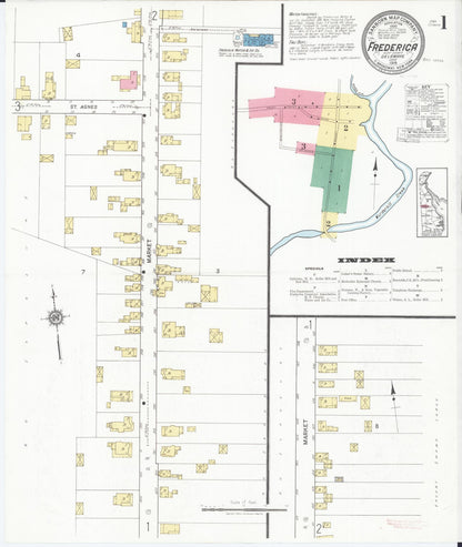 Sanborn Fire Insurance Map from Frederica, Kent County, Delaware (1919), Sheet #0001 - Complete Map Set gallery image, historic Sanborn map, vintage wall art, Delaware Delaware