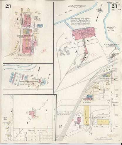 Sanborn Fire Insurance Map from Michigan City, La Porte County, Indiana (1948), Sheet #0023 - Historic Sanborn Fire Insurance Map Print, vintage old map wall art, antique decor, genealogy gift, Michigan Michigan map
