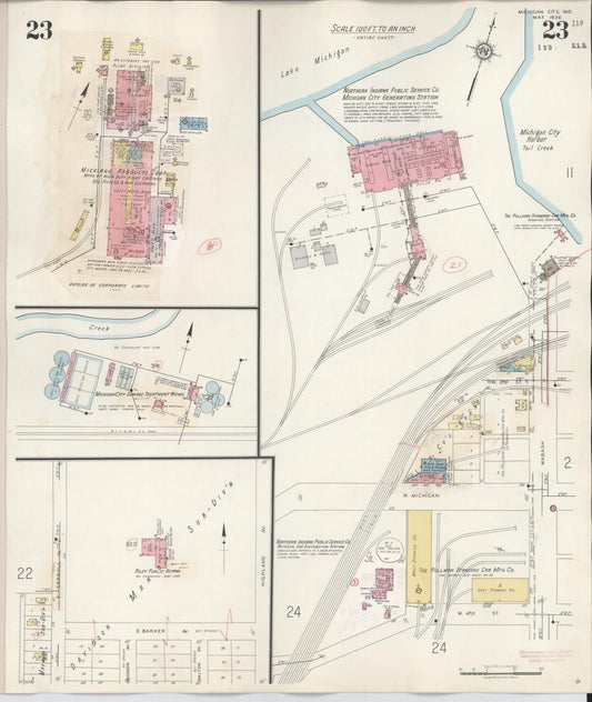 Sanborn Fire Insurance Map from Michigan City, La Porte County, Indiana (1948), Sheet #0023 - Historic Sanborn Fire Insurance Map Print, vintage old map wall art, antique decor, genealogy gift, Michigan Michigan map