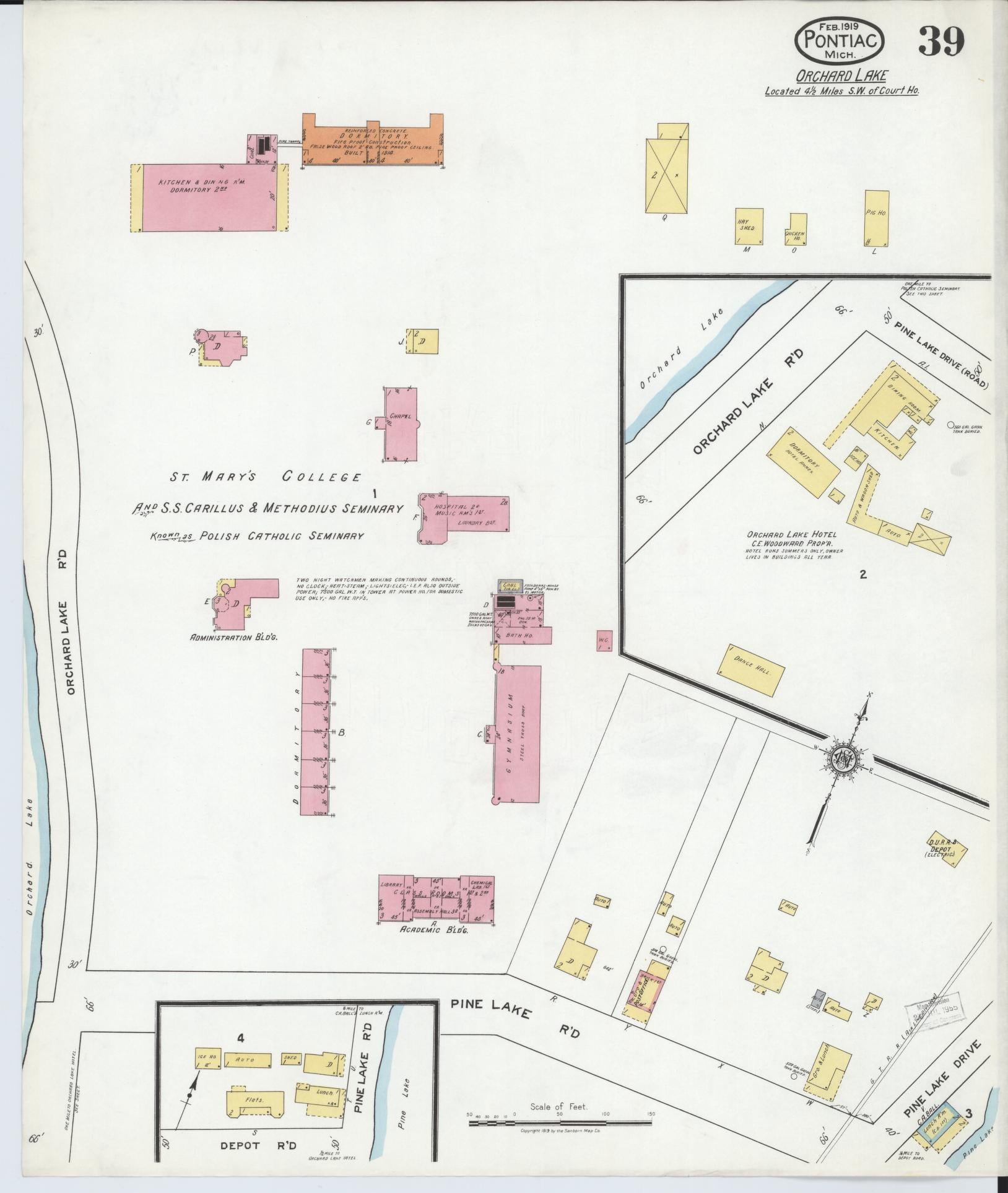 Sanborn Fire Insurance Map from Pontiac, Oakland County, Michigan (1919), Sheet #0039 - Complete Map Set gallery image, historic Sanborn map, vintage wall art, Michigan Michigan