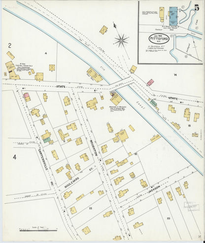 Sanborn Fire Insurance Map from Pittsford, Monroe County, New York (1905), Sheet #0005 - Complete Map Set gallery image, historic Sanborn map, vintage wall art, New York New York