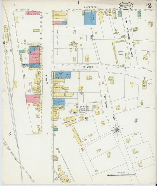 Sanborn Fire Insurance Map from Wagoner, Wagoner County, Oklahoma (1898), Sheet #0002 - Historic Sanborn Fire Insurance Map Print, vintage old map wall art, antique decor, genealogy gift, Oklahoma Oklahoma map
