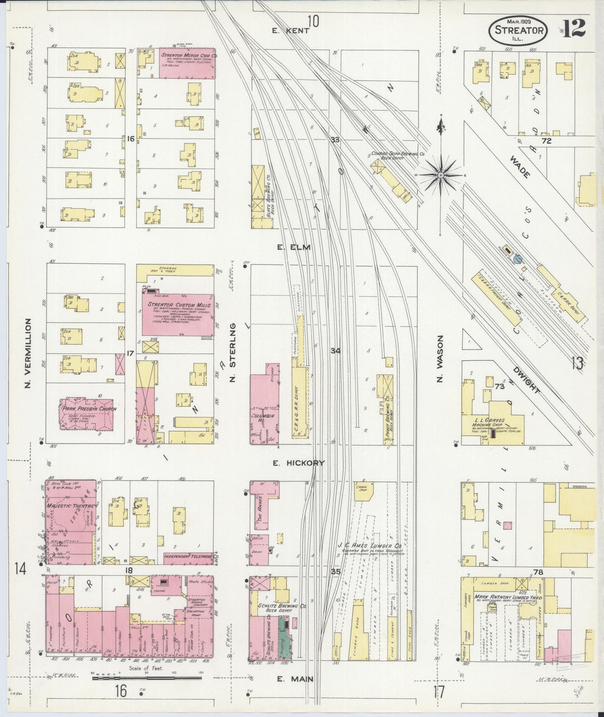 Sanborn Fire Insurance Map from Streator, La Salle County, Illinois (1909), Sheet #0012 - Complete Map Set gallery image, historic Sanborn map, vintage wall art, Illinois Illinois