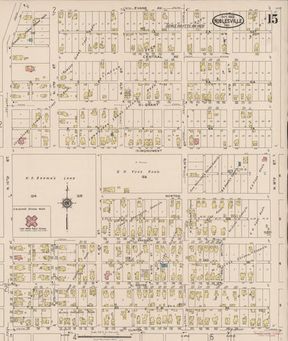 Sanborn Fire Insurance Map from Noblesville, Hamilton County, Indiana (1922), Sheet #0015 - Complete Map Set gallery image, historic Sanborn map, vintage wall art, Indiana Indiana