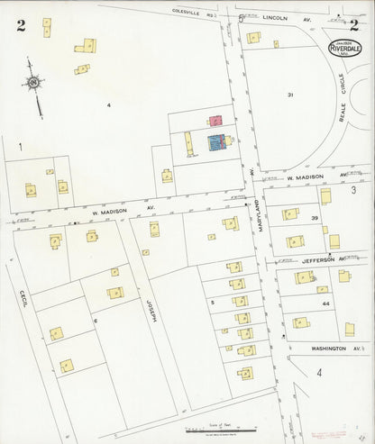 Sanborn Fire Insurance Map from Riverdale, Prince Georges County, Maryland (1924), Sheet #0002 - Complete Map Set gallery image, historic Sanborn map, vintage wall art, Maryland Maryland