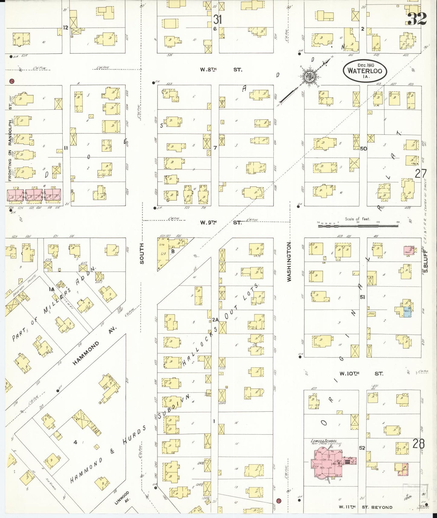 Sanborn Fire Insurance Map from Waterloo, Black Hawk County, Iowa (1910), Sheet #0032 - Historic Sanborn Fire Insurance Map Print