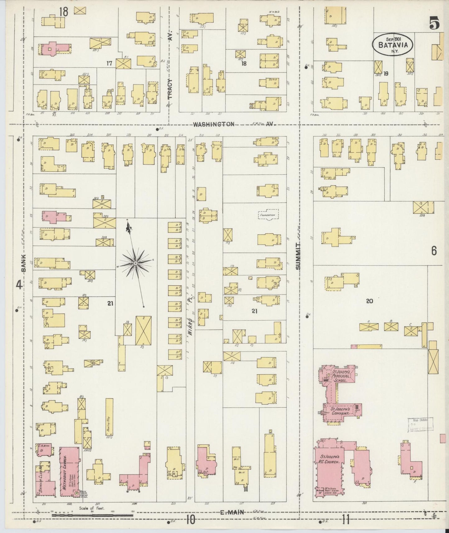 Sanborn Fire Insurance Map from Batavia, Genesee County, New York (1901), Sheet #0005 - Complete Map Set gallery image, historic Sanborn map, vintage wall art, New York New York