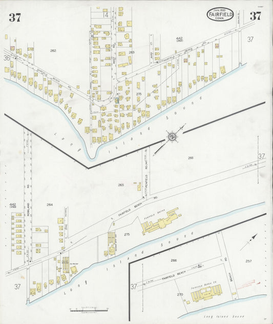 Sanborn Fire Insurance Map from Fairfield, Fairfield County, Connecticut (1930), Sheet #0037 - Historic Sanborn Fire Insurance Map Print, vintage old map wall art, antique decor, genealogy gift, Connecticut Connecticut map