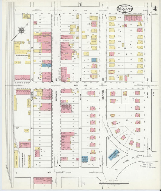 Sanborn Fire Insurance Map from Midland, Beaver County, Pennsylvania (1917), Sheet #0004 - Historic Sanborn Fire Insurance Map Print, vintage old map wall art, antique decor, genealogy gift, Pennsylvania Pennsylvania map