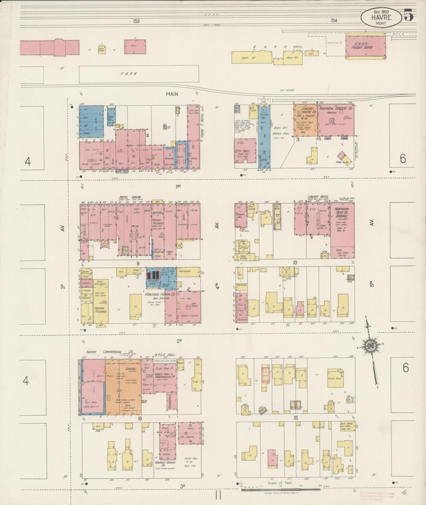 Sanborn Fire Insurance Map from Havre, Hill County, Montana (1920), Sheet #0005 - Complete Map Set gallery image, historic Sanborn map, vintage wall art, Montana Montana