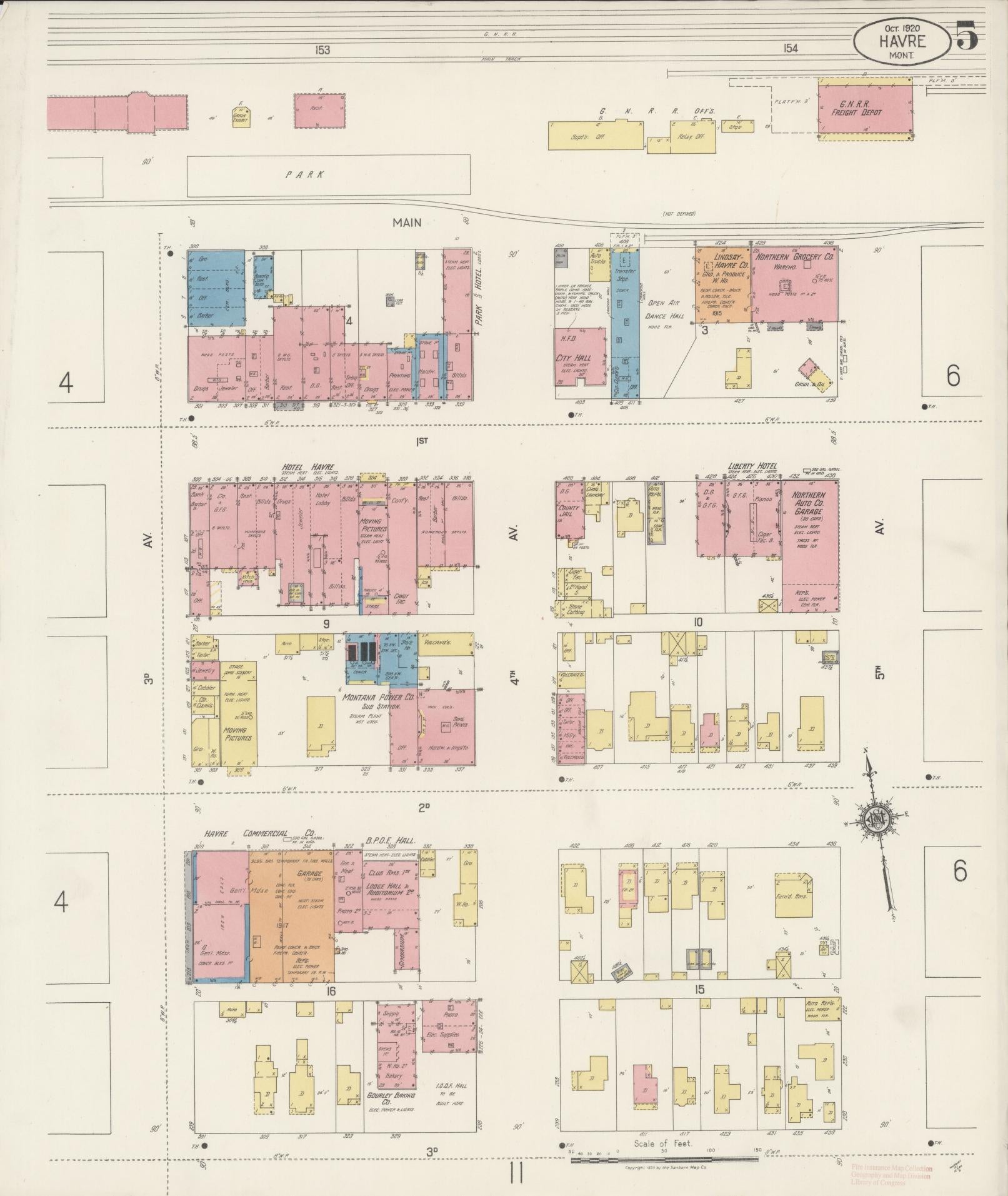 Sanborn Fire Insurance Map from Havre, Hill County, Montana (1920), Sheet #0005 - Complete Map Set gallery image, historic Sanborn map, vintage wall art, Montana Montana