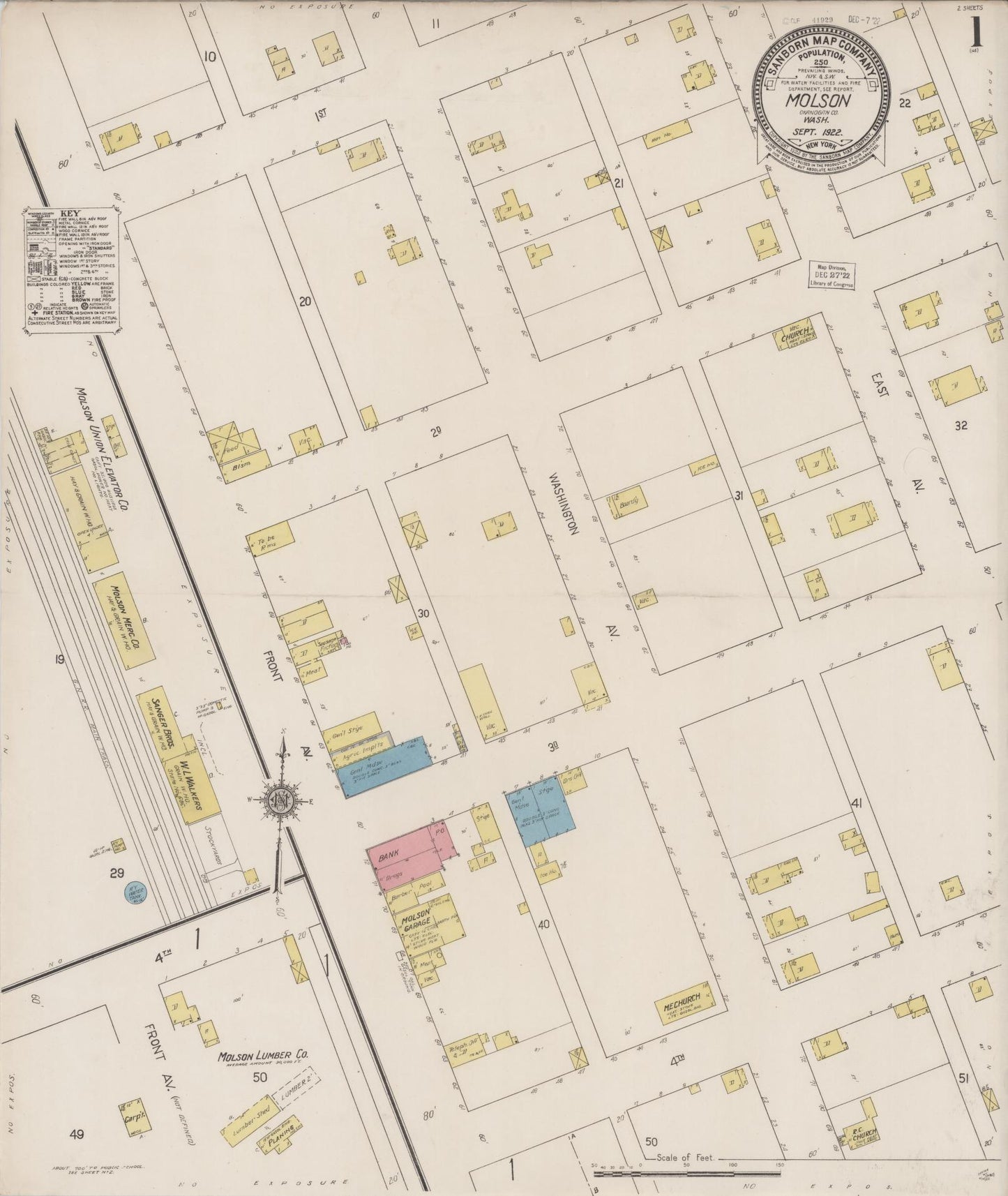 Sanborn Fire Insurance Map from Molson, Okanogan County, Washington (1922), Sheet #0001 - Complete Map Set gallery image, historic Sanborn map, vintage wall art, Washington Washington