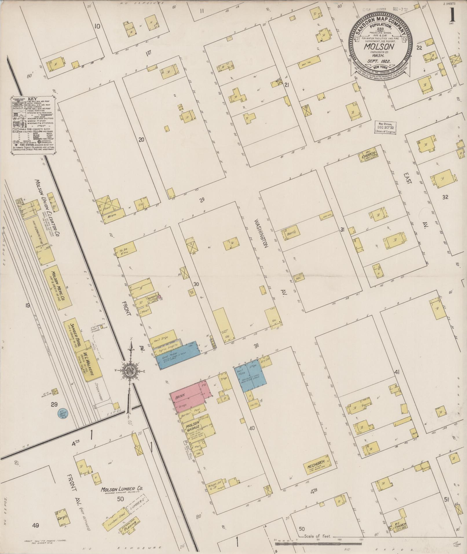 Sanborn Fire Insurance Map from Molson, Okanogan County, Washington (1922), Sheet #0001 - Complete Map Set gallery image, historic Sanborn map, vintage wall art, Washington Washington