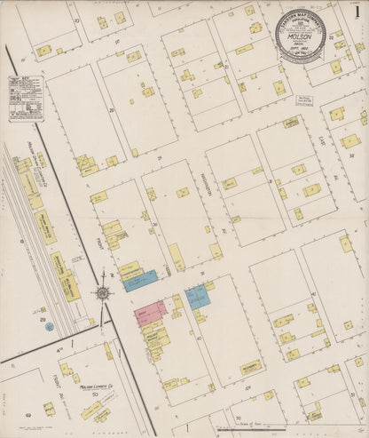 Sanborn Fire Insurance Map from Molson, Okanogan County, Washington (1922), Sheet #0001 - Complete Map Set gallery image, historic Sanborn map, vintage wall art, Washington Washington