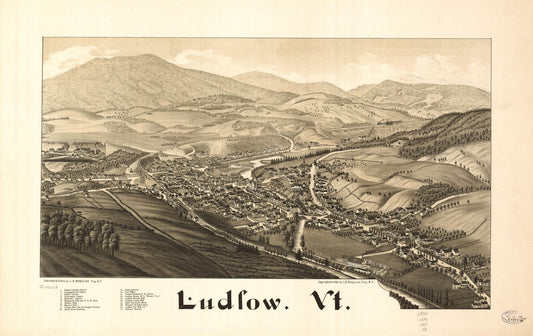 Ludlow, Vt. (1885) – Historic Bird’s-Eye View Panorama Print