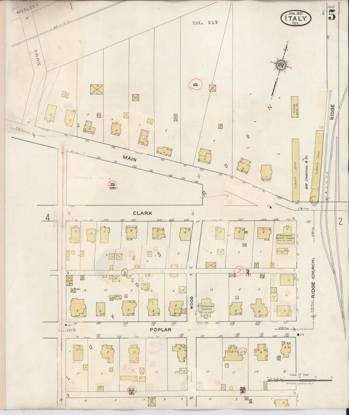 Sanborn Fire Insurance Map from Italy, Ellis County, Texas (1944), Sheet #0005 - Complete Map Set gallery image, historic Sanborn map, vintage wall art, Texas Texas