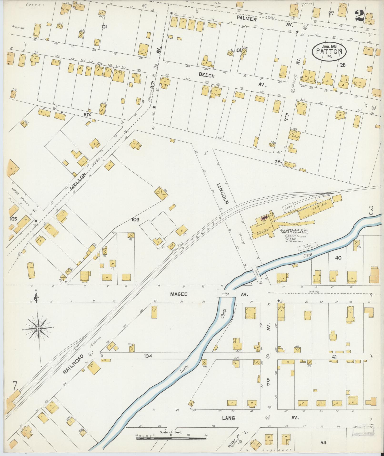 Sanborn Fire Insurance Map from Patton, Cambria County, Pennsylvania (1903), Sheet #0002 - Complete Map Set gallery image, historic Sanborn map, vintage wall art, Pennsylvania Pennsylvania