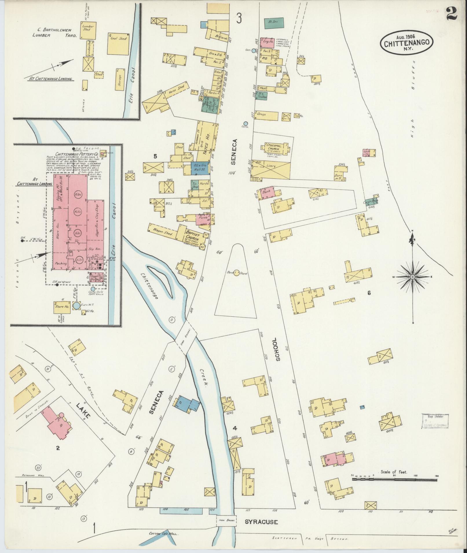 Sanborn Fire Insurance Map from Chittenango, Madison County, New York (1906), Sheet #0002 - Complete Map Set gallery image, historic Sanborn map, vintage wall art, New York New York