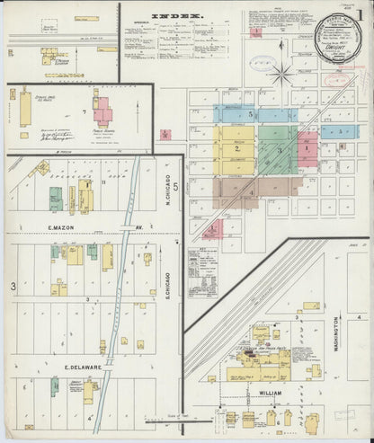 Sanborn Fire Insurance Map from Dwight, Livingston County, Illinois (1898), Sheet #0001 - Complete Map Set gallery image, historic Sanborn map, vintage wall art, Illinois Illinois