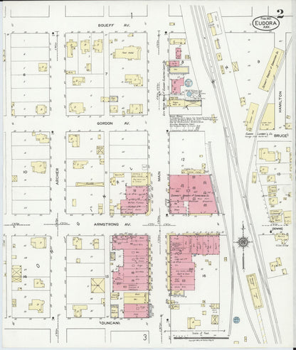 Sanborn Fire Insurance Map from Eudora, Chicot County, Arkansas (1921), Sheet #0002 - Complete Map Set gallery image, historic Sanborn map, vintage wall art, Arkansas Arkansas