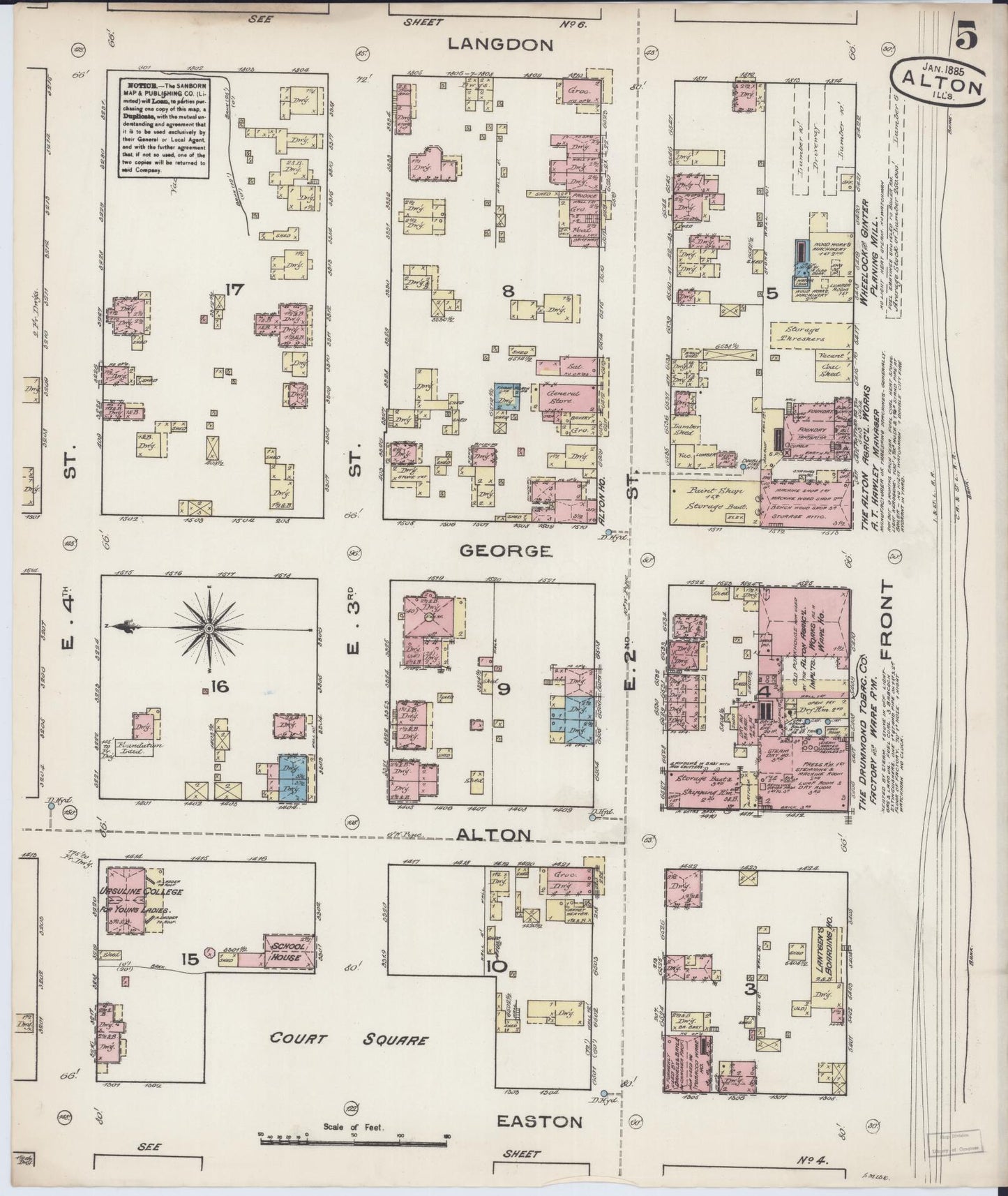 Sanborn Fire Insurance Map from Alton, Madison County, Illinois (1885), Sheet #0005 - Historic Sanborn Fire Insurance Map Print, vintage old map wall art, antique decor, genealogy gift, Illinois Illinois map