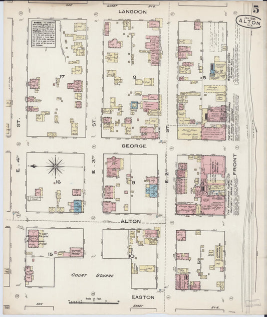 Sanborn Fire Insurance Map from Alton, Madison County, Illinois (1885), Sheet #0005 - Historic Sanborn Fire Insurance Map Print, vintage old map wall art, antique decor, genealogy gift, Illinois Illinois map