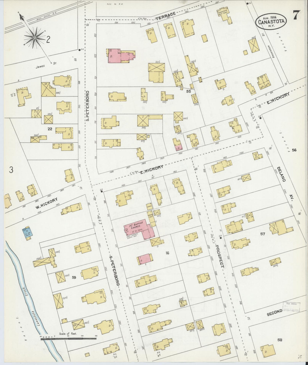 Sanborn Fire Insurance Map from Canastota, Madison County, New York (1906), Sheet #0007 - Complete Map Set gallery image, historic Sanborn map, vintage wall art, New York New York
