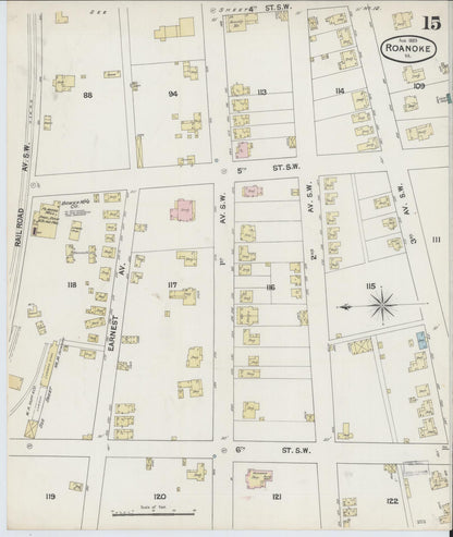 Sanborn Fire Insurance Map from Roanoke, Independent Cities, Virginia (1889), Sheet #0015 - Complete Map Set gallery image, historic Sanborn map, vintage wall art, Virginia Virginia