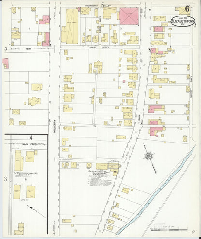 Sanborn Fire Insurance Map from Elizabethtown, Hardin County, Kentucky (1912), Sheet #0006 - Complete Map Set gallery image, historic Sanborn map, vintage wall art, Kentucky Kentucky