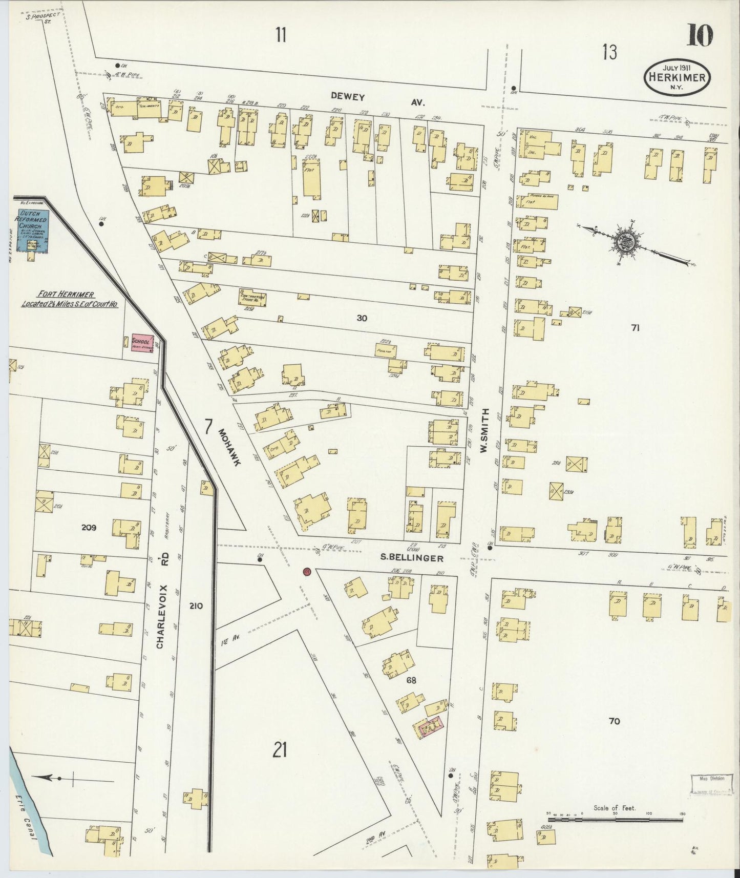 Sanborn Fire Insurance Map from Herkimer, Herkimer County, New York (1911), Sheet #0010 - Complete Map Set gallery image, historic Sanborn map, vintage wall art, New York New York