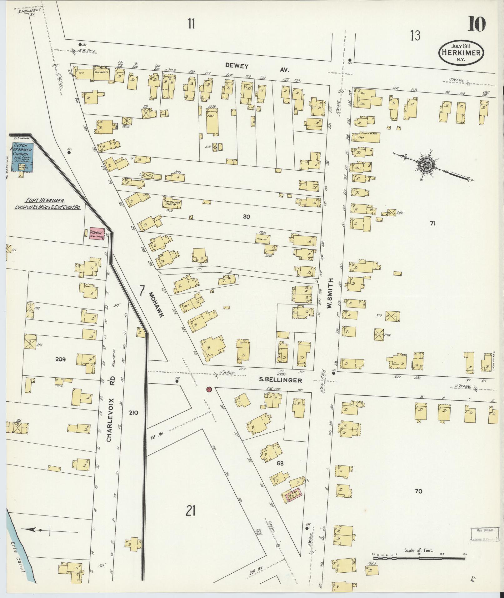 Sanborn Fire Insurance Map from Herkimer, Herkimer County, New York (1911), Sheet #0010 - Complete Map Set gallery image, historic Sanborn map, vintage wall art, New York New York