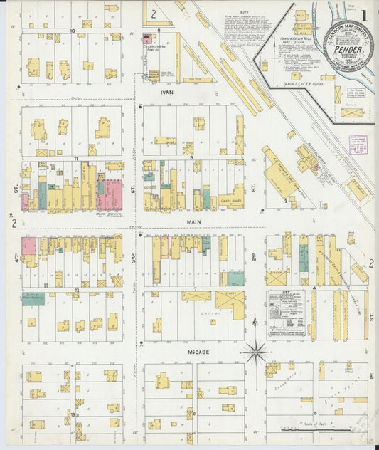 Sanborn Fire Insurance Map from Pender, Thurston County, Nebraska (1904), Sheet #0001 - Historic Sanborn Fire Insurance Map Print, vintage old map wall art, antique decor, genealogy gift, Nebraska Nebraska map