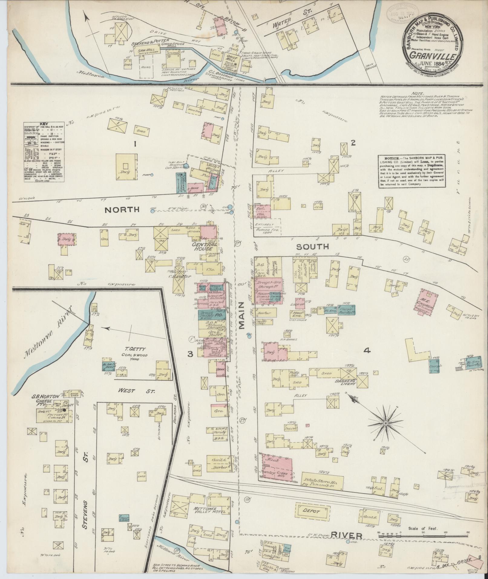 Sanborn Fire Insurance Map from Granville, Washington County, New York. (1884) – Historic Sanborn Fire Insurance Map Print