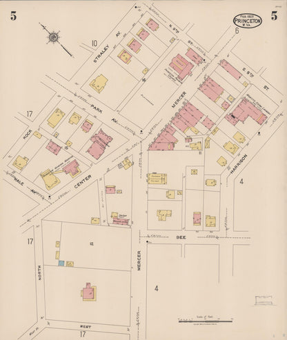Sanborn Fire Insurance Map from Princeton, Mercer County, West Virginia (1923), Sheet #0005 - Complete Map Set gallery image, historic Sanborn map, vintage wall art, West Virginia West Virginia
