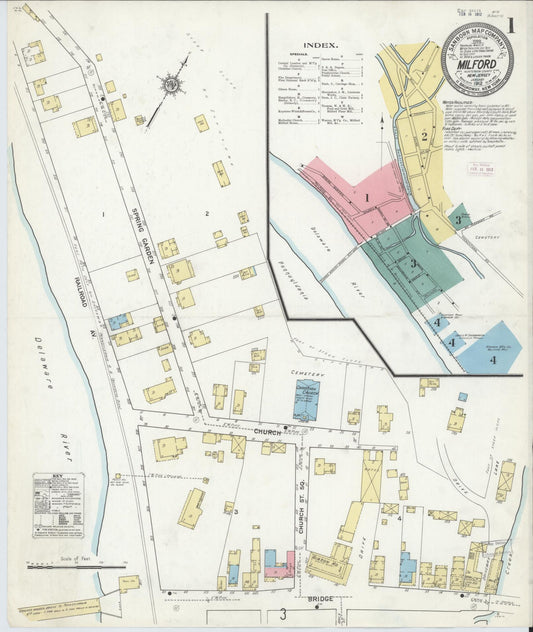 Sanborn Fire Insurance Map from Milford, Hunterdon County, New Jersey. (1912) – Historic Sanborn Fire Insurance Map Print