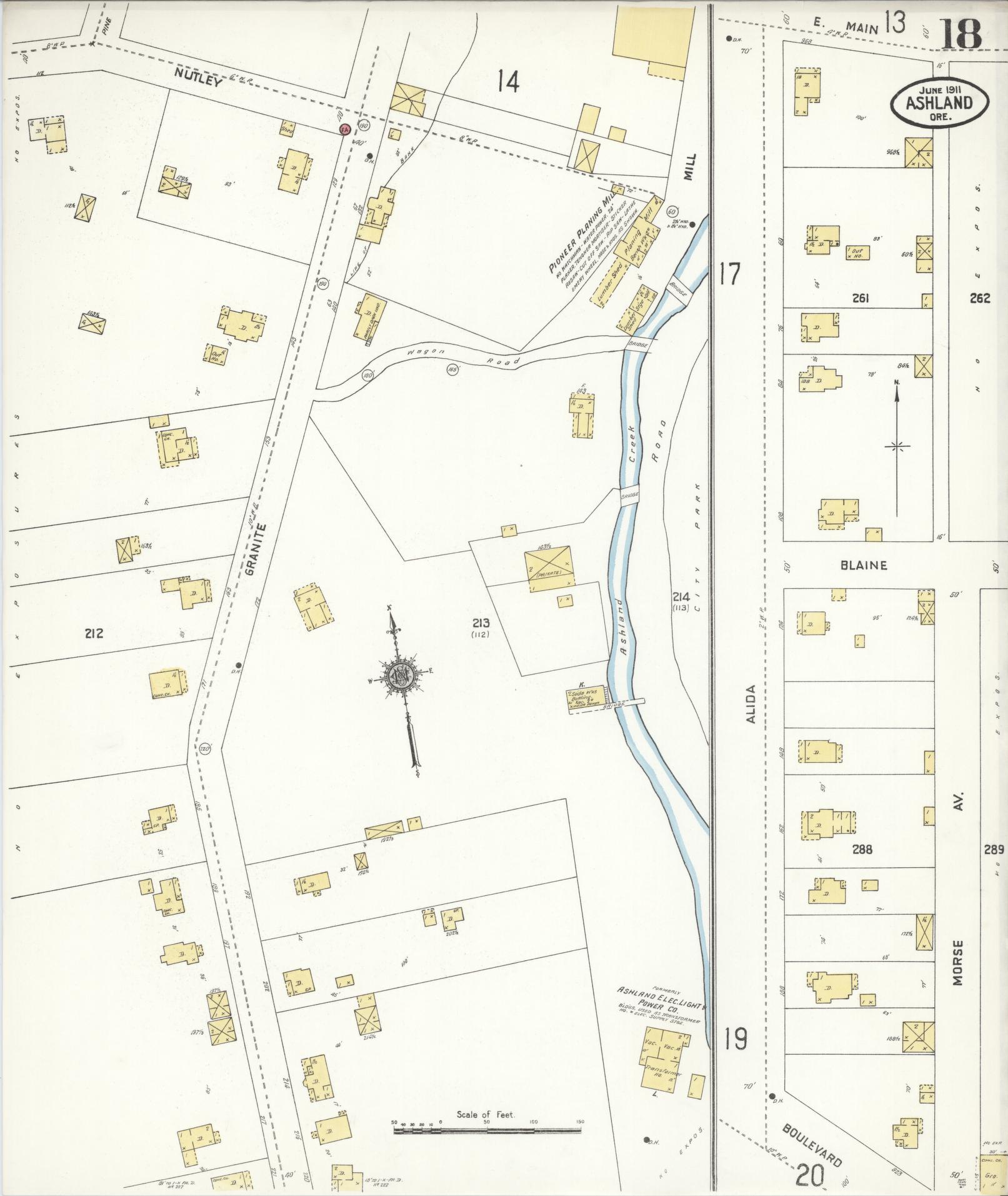 Sanborn Fire Insurance Map from Ashland, Jackson County, Oregon (1911), Sheet #0018 - Complete Map Set gallery image, historic Sanborn map, vintage wall art, Oregon Oregon