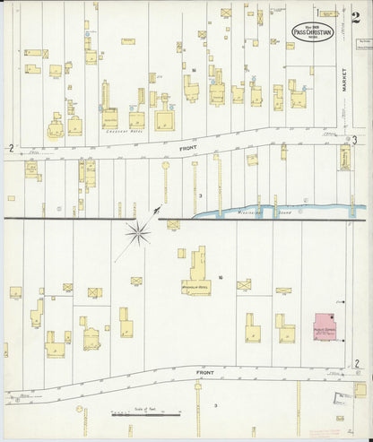 Sanborn Fire Insurance Map from Pass Christian, Harrison County, Mississippi (1909), Sheet #0002 - Complete Map Set gallery image, historic Sanborn map, vintage wall art, Mississippi Mississippi