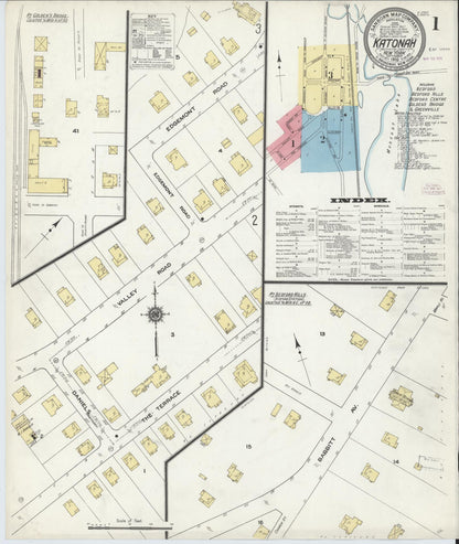 Sanborn Fire Insurance Map from Katonah, Westchester County, New York (1910), Sheet #0001 - Complete Map Set gallery image, historic Sanborn map, vintage wall art, New York New York