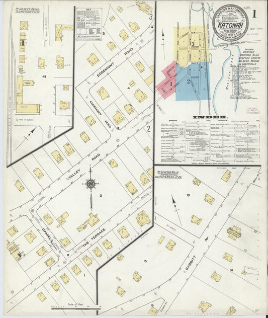 Sanborn Fire Insurance Map from Katonah, Westchester County, New York (1910), Sheet #0001 - Complete Map Set gallery image, historic Sanborn map, vintage wall art, New York New York