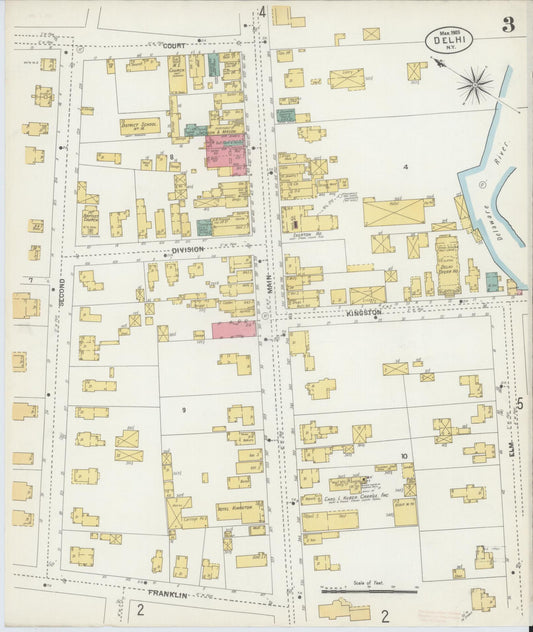 Sanborn Fire Insurance Map from Delhi, Delaware County, New York (1903), Sheet #0003 - Historic Sanborn Fire Insurance Map Print, vintage old map wall art, antique decor, genealogy gift, New York New York map