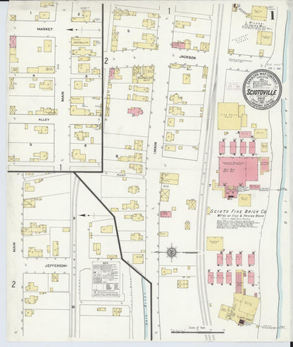 Sanborn Fire Insurance Map from Sciotoville, Scioto County, Ohio (1911), Sheet #0001 - Historic Sanborn Fire Insurance Map Print, vintage old map wall art, antique decor, genealogy gift, Ohio Ohio map