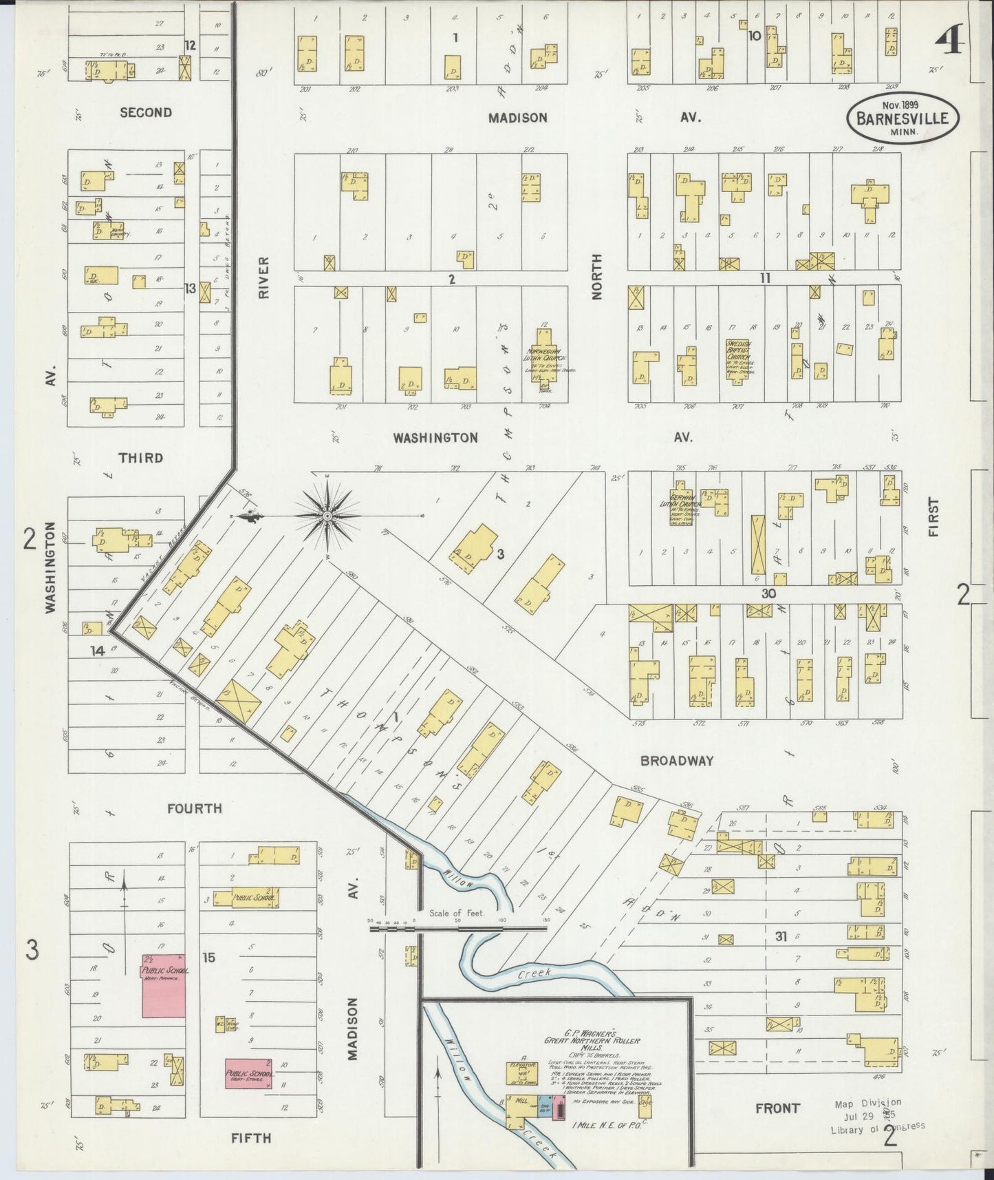 Sanborn Fire Insurance Map from Barnesville, Clay County, Minnesota (1899), Sheet #0004 - Complete Map Set gallery image, historic Sanborn map, vintage wall art, Minnesota Minnesota