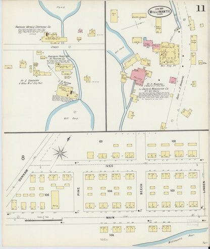 Sanborn Fire Insurance Map from Willimantic, Windham County, Connecticut (1897), Sheet #0011 - Complete Map Set gallery image, historic Sanborn map, vintage wall art, Connecticut Connecticut