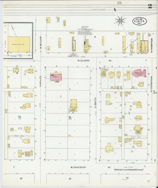 Sanborn Fire Insurance Map from Vinita, Craig County, Oklahoma (1905), Sheet #0002 - Historic Sanborn Fire Insurance Map Print, vintage old map wall art, antique decor, genealogy gift, Oklahoma Oklahoma map